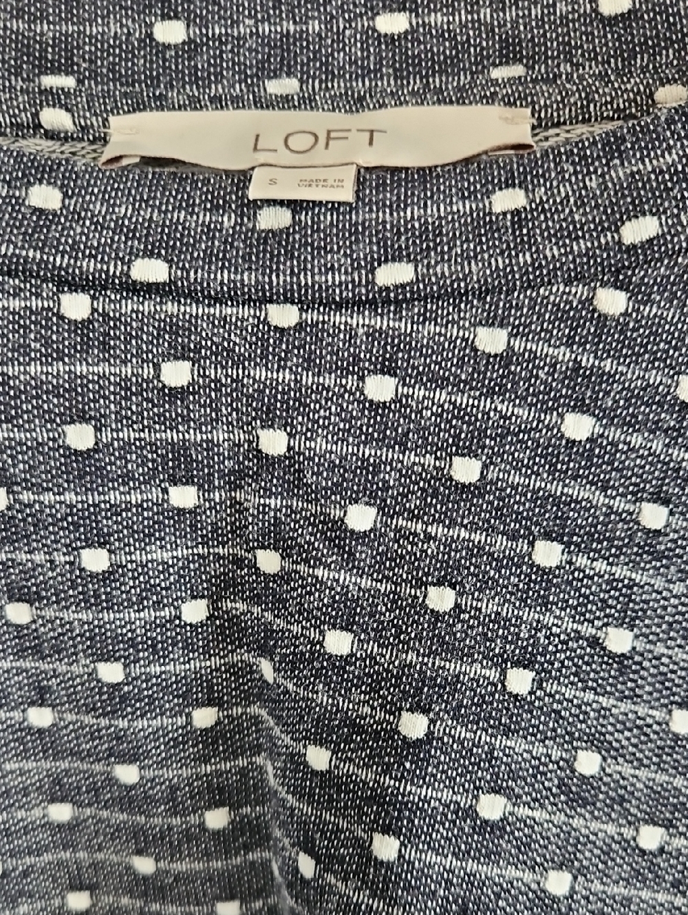 LOFT Navy Dot Textured Knit Top